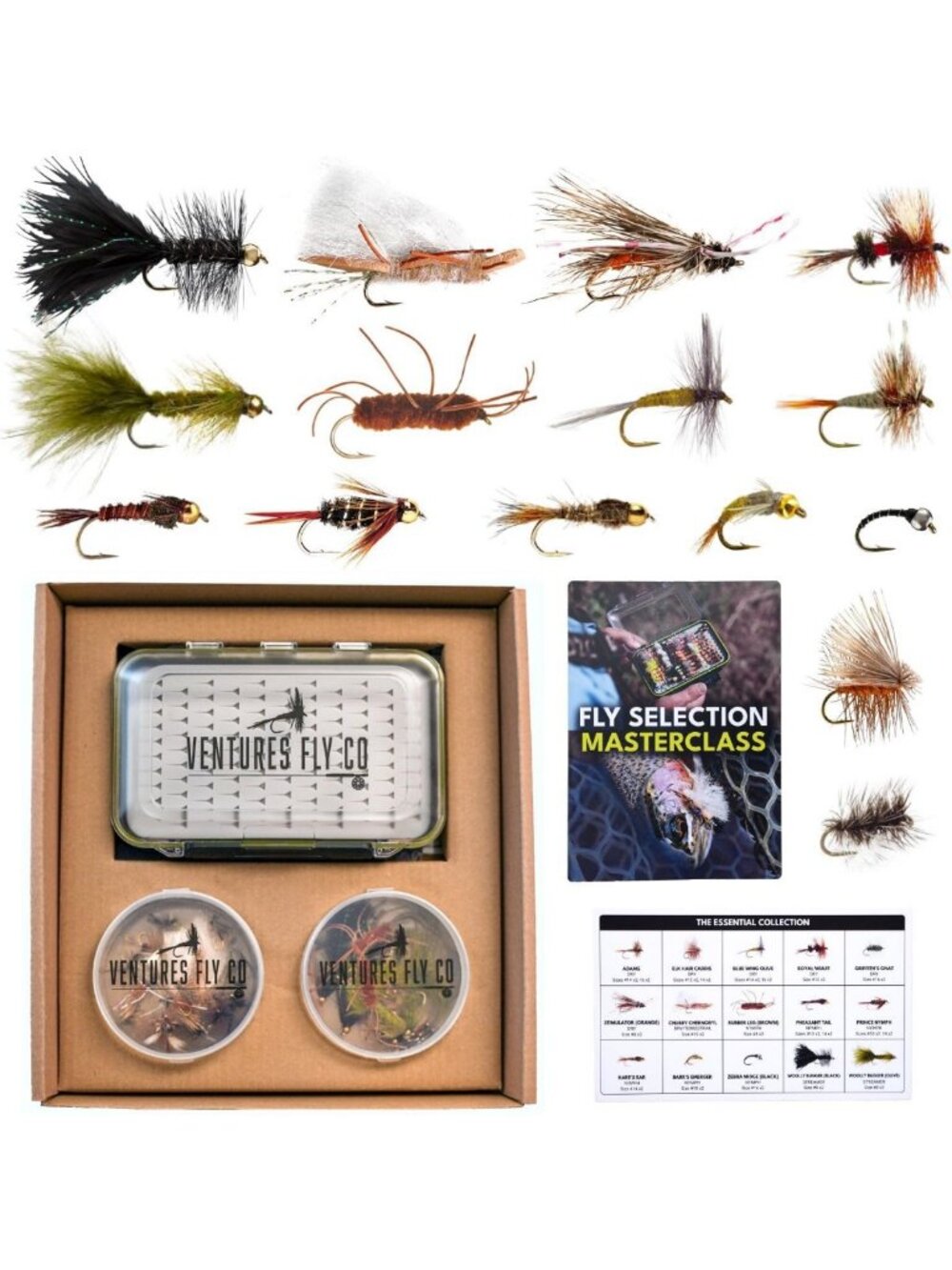 Premium Hand Tied Fly Fishing Flies Assortment | 40 Flies + Fly Box | Trout